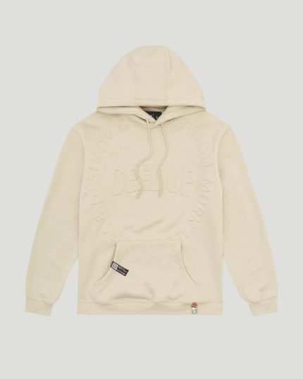 Geedup O/S Emblem Emboss Hoody Sand Hoodie