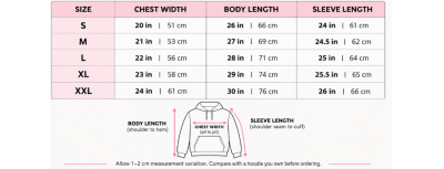 geedup hoodie size chart
